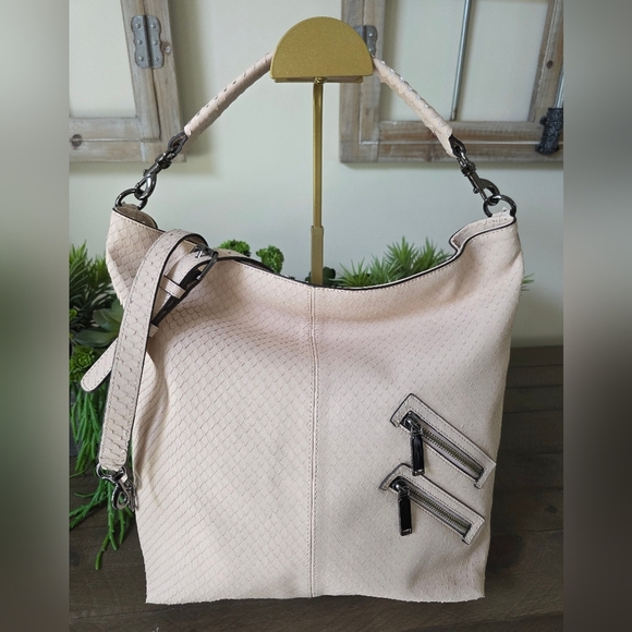 Rebecca Minkoff NWOT Blush/Pale Pink Scale Textured Leather Hobo/Crossbody - Picture 7 of 15